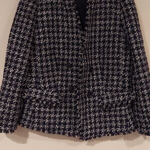 Ann Taylor Navy and White Tweed Blazer